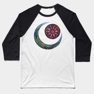 Watercolor Halloween Moon and Gothic Rose Baseball T-Shirt